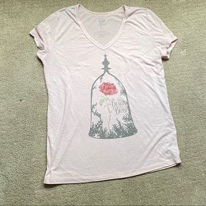 Light pink beauty and the beast t shirt